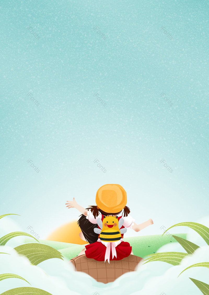 父亲节女儿坐在父亲肩膀上卡通背景图,插画/手绘图,插画/手绘图库,插画/手绘图下载,插画/手绘